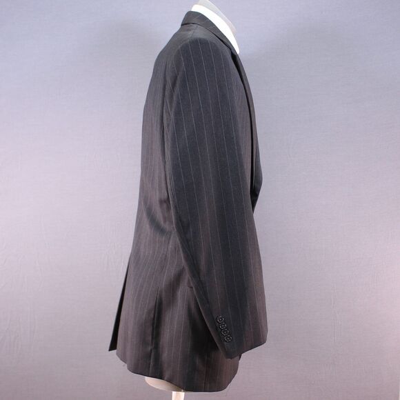 Jos A Bank Black Striped Wool 2 Piece Suit Men's 2 Btn 46L Pleated Fronts 39" W - Picture 4 of 13